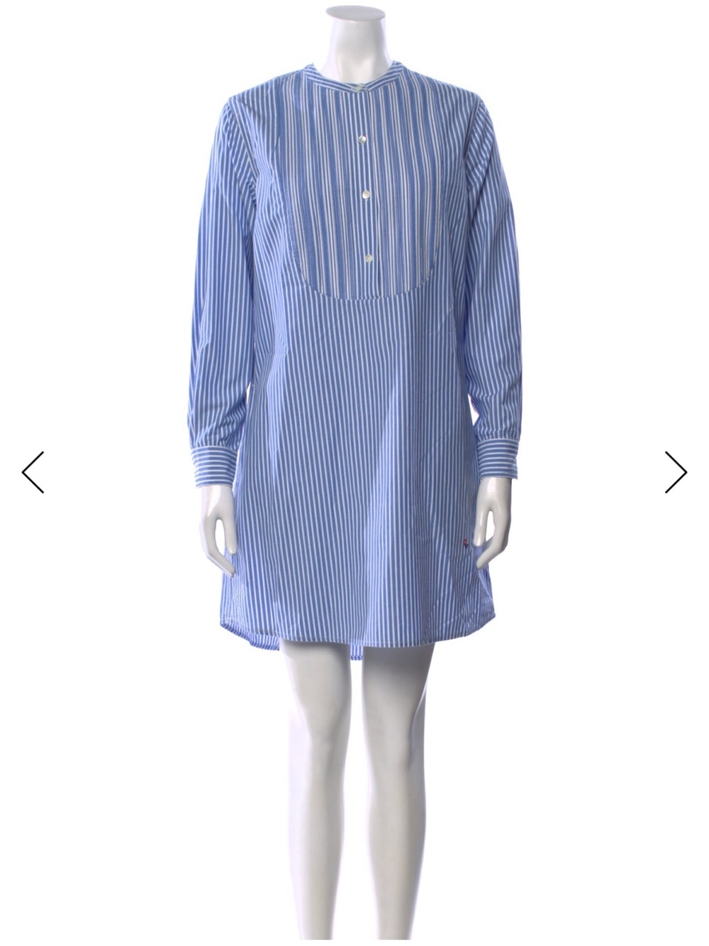Blue Stripe Long-Sleeve Shirt Dress